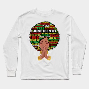 Juneteenth Melanin Black Women Girl Natural Hair Afro Queen Long Sleeve T-Shirt